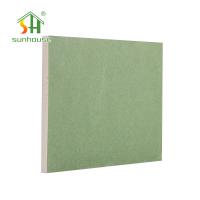 Quality Green Color Moisture Resistant Drywall , 9mm Tapered Edge Plasterboard for sale