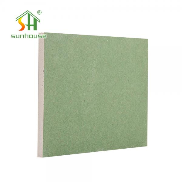 Quality Green Color Moisture Resistant Drywall , 9mm Tapered Edge Plasterboard Waterproof for sale