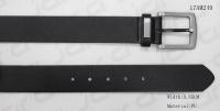 China PU Black Mens Casual Belts With Nickel Satin Metal Plate On Loop In 3.85cm factory