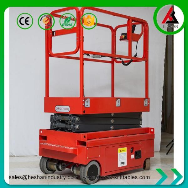 Quality Lightweight Small Electric Hydraulic Scissor Lift 300kg 3.9M Self Propelled for sale