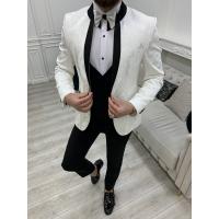 China 65% Polyester Mens Tuxedo Suit 32% Viscose 3% Lycra White Tuxedo Jacket factory