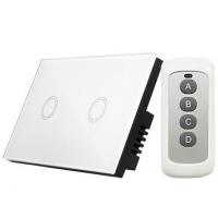 china US Standard 2 gang lamp wall touch switch with electric control tempering glass panel