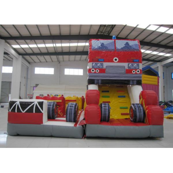 Quality Fire Fighting Fun City Commercial Bounce House , High Slide Big Blow Up Bounce House for sale