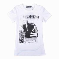 China Sexy lady print shirt,black and white cotton shirt,round neck breast print shirt factory
