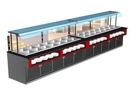Quality Smooth Wall Lean Cold 1kw Commercial Buffet Equipment 300L For Seafood With Wood for sale