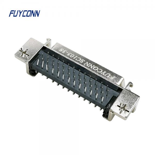 Quality 50 pin SCSI Connector 90 degree PCB Type Zinc Alloy Nickel Plated for sale