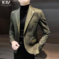 China Single Breasted Men's Leather Jacket End Splicing Design Casual Small Suit for Adults factory