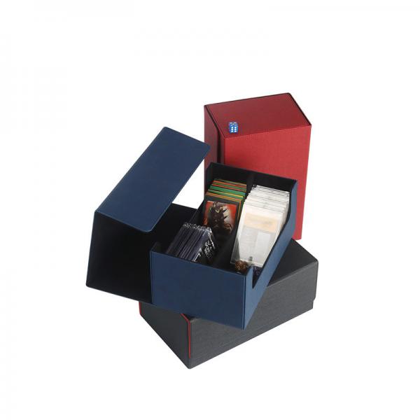 Quality PU Leather Deck Card Box 35pt Sports Card Holder Box Super Large 2 Rows for sale