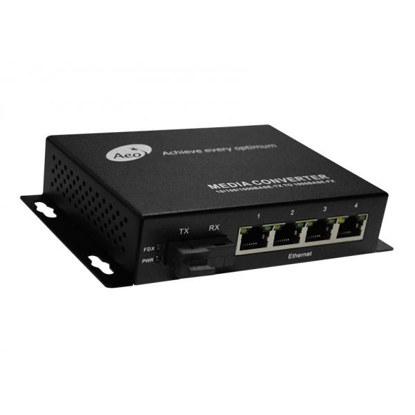 Quality IP30 Fiber To Ethernet Media Converter 4 Ethernet with 1 Fiber Port for sale