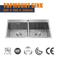 china Topmount Stainless Steel Kitchen Sink Cabinet Double Bowl 16 Gauge 82x45