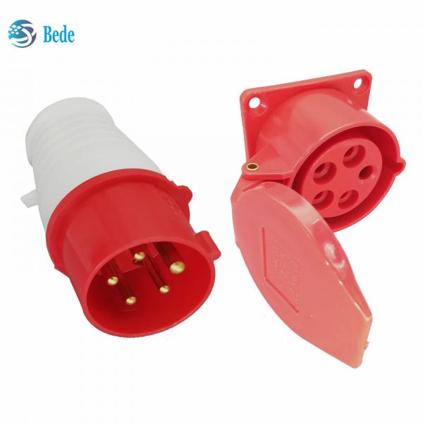 Quality Industrial Plug 3 Phase Socket 5 Pins 3P+N+E 16A PP Material Housing Brass Contact Pins for sale