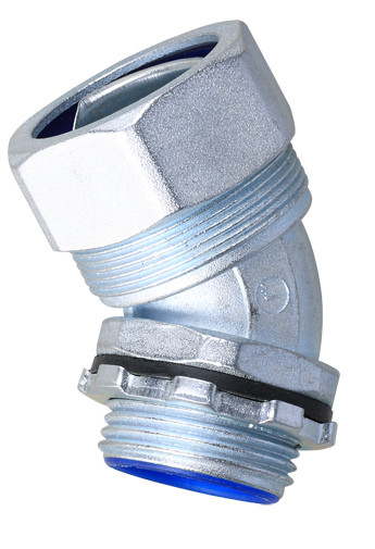 Quality Plum Type 45 degree angle flexible conduit liquid tight connector , fleixble conduit connector 45 degree for sale