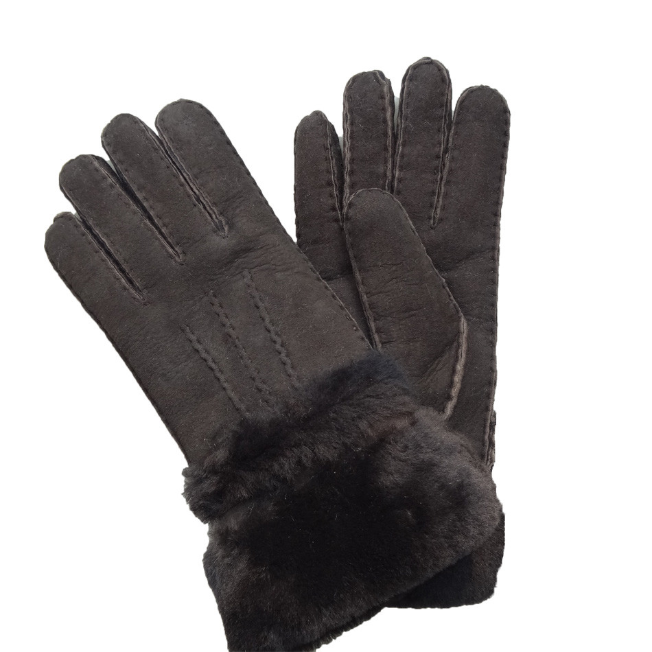 China High Quality Lambskin Fur Gloves Shearling Sheepskin Fashion Gloves With Fur Trim Cuff factory