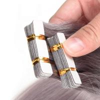 China Brazilian Virgin Glue PU Tape Hair Extensions For Thin Hair , Grey Color factory