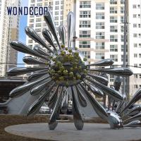 China Large scale art blooming flower stainless steel sculpture in the square factory