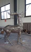 China 2020 China Stainless Steel Elk Wapiti Metal Sculptures For Garden Wall Art factory