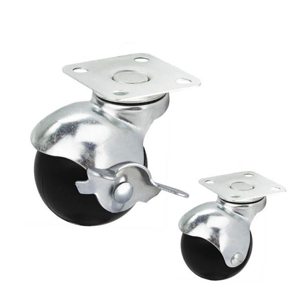 Quality 50mm Diameter Black Plastic Top Plate Ball Casters With Side Brake for sale