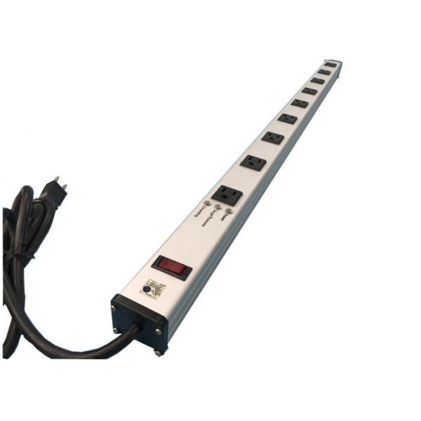 Quality 9 Outlet Thin Power Strip With On Off Switch , Surge Protector Power Bar 15A for sale