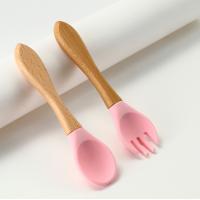 China Custom Silicone Forks And Spoons , Silicone Baby Food Set For Toddler Weaning Training factory