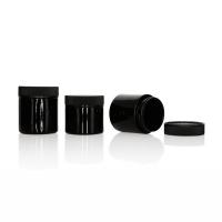 Quality 3oz Screw Cap Child Resistant Glass Jars Opaque Black for sale