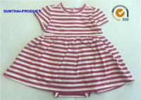 China Short Sleeve Newborn Baby Girl Dresses , 100% Cotton Baby Girl Striped Dress factory