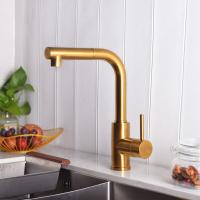 China 316 Marine grade stainless steel faucet 304 brass color kitchen pull out tap factory