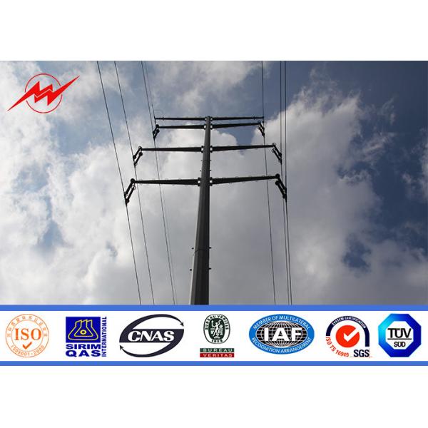 Quality 11kv Transmission / Distribution Galvanized Electrical Steel Power Pole 5m Height for sale