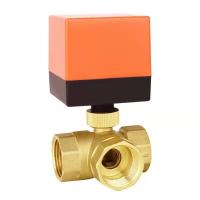 China Three-Way Structure Brass Electric Ball Valve for Central Air Conditioning Fan Coil for sale