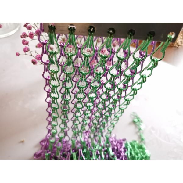 Quality Colorful Double Hook Decorative Aluminum Chain Link Mesh For Shower Curtain for sale
