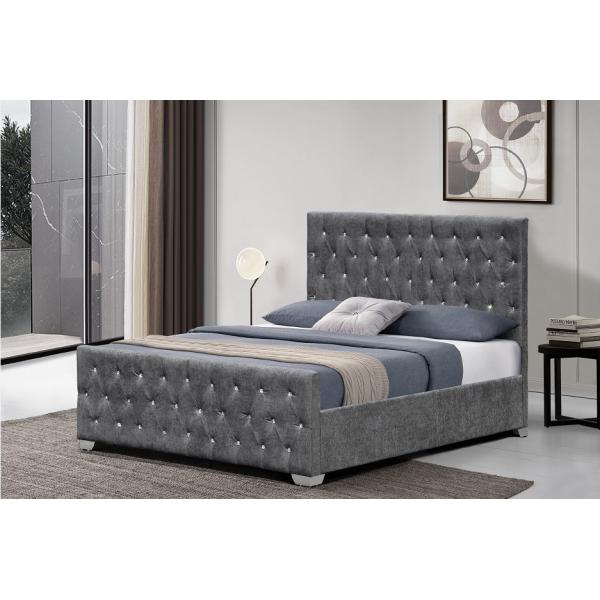 Quality BSCI Upholstered Bed Frame With Diamond Headboard European Style Customized for sale