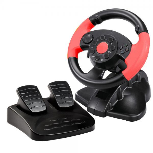 Quality Game Steering Wheel Racing Wheel With Foot Pedal For PC + X-INPUT + P2 + P3 for sale