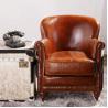 China Antique Cowhide Leather Tub Master Chair And Fur Leather Chair With Cushion factory