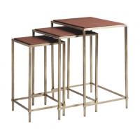 China Stainless Steel Legs Metal And Wood Nesting Tables 3 Nest For Hotel factory