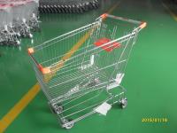 China Retail Store Steel Wheeled Shopping Cart 180 L Basket Bottom Rack factory