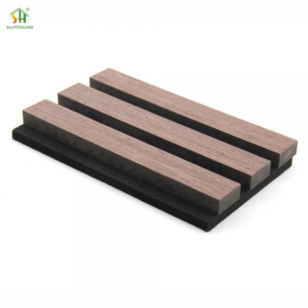 Quality 25mm Thickness Acoustic Wooden Wall Panels Soundproof MDF Slat Acoustic Wall Panels For Indoor for sale