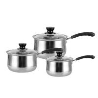 China 3pcs Milk Pot Set Kitchenware Cookware Set Stainless Steel Soup Stock Pots with Single Handle factory