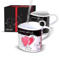 China 280ml Ceramic coffee mugs for couples / create heart shaped handle mug factory