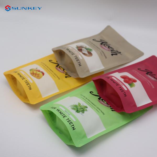Quality Sugar Logo Printing Transparent Resealable Plastic Bag Mylar Stand Up Zip Lock Pouch for sale
