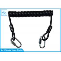 China Black Wire Coil Lanyard With 1 Screwgate For Working At Height Stop Drop Tools for sale