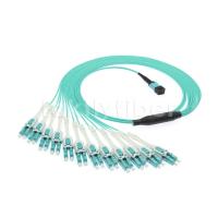 China LSZH 3.0mm Aqua Fiber Patch Cable 24 Core MTP MPO To 24 LC Multimode OM3 OM4 factory