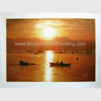 China Linen Realistic Oil Portrait From Photograph , Sunrise Landscape Canvas Art Painting factory