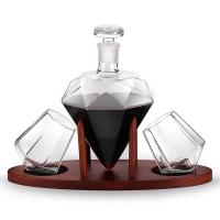 China 1000ml Diamond Glass Wine Decanter Bottle Lightweight For Red Wine / Whiskey factory