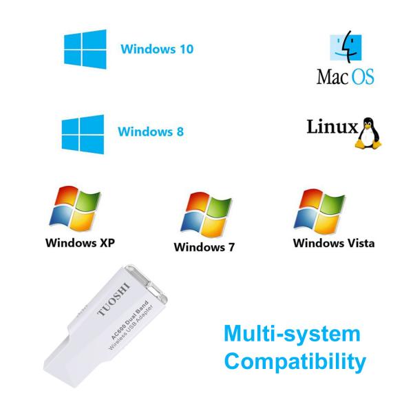 Quality Dual Band USB WiFi Adapter 600Mbps For Mac OS Windows Vista for sale