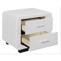 China White Faux Leather Bedside Table with Two Drawers & Bluetooth Speaker factory
