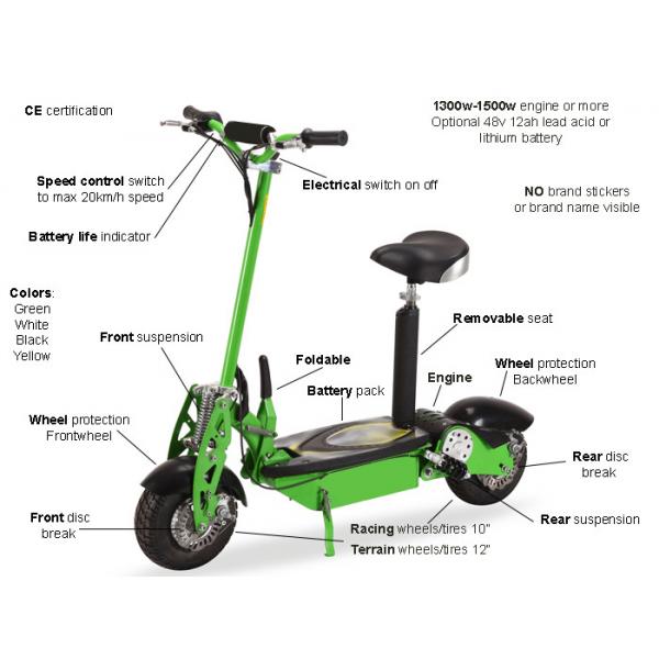 Quality Green Folding Electric Mobility Scooter Lightweight With Lead Acid / Lithium Battery for sale