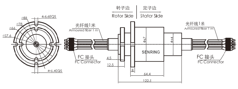 fo800 series FO800 Series 8 Channels Fiber Optic Slip Ring slip ring Drawing 