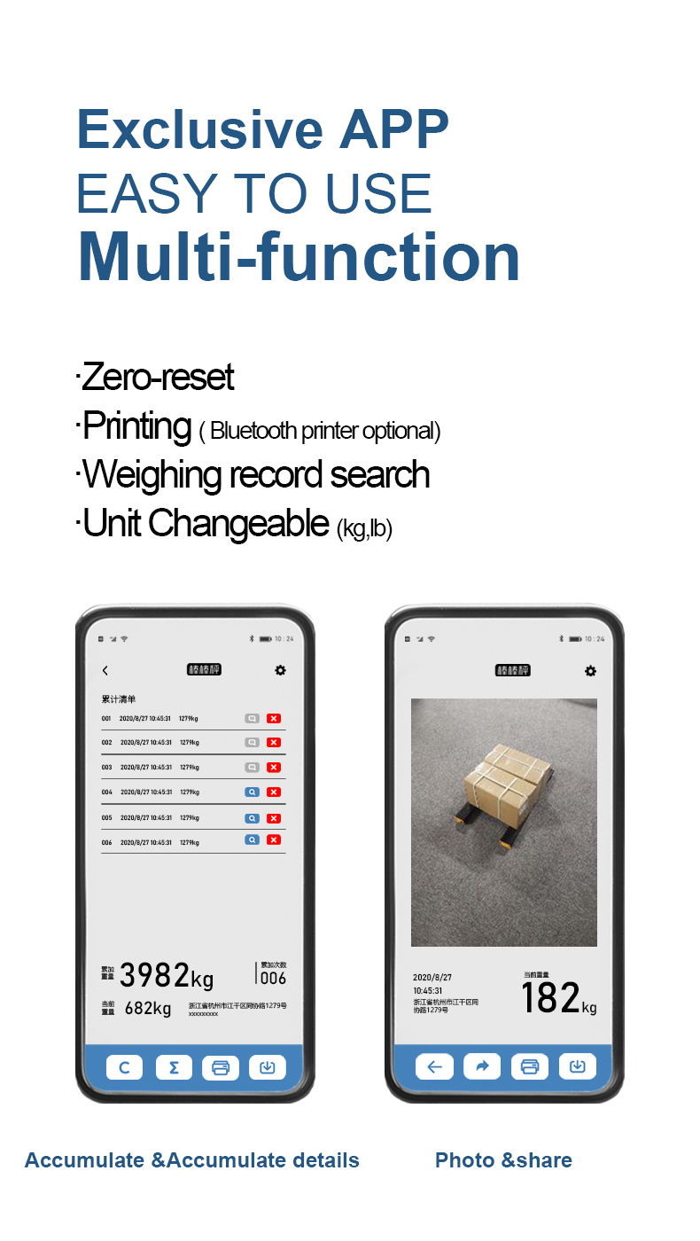 Portable Industrial Pallet Scale Weigh Range 1-4500kg bluetooth APP Printing Onsite