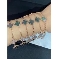 China 18k Pink Gold VCA Vintage Alhambra Bracelet 5 Motifs Gray Mother-Of-Pearl & Diamond  Jewelry factory