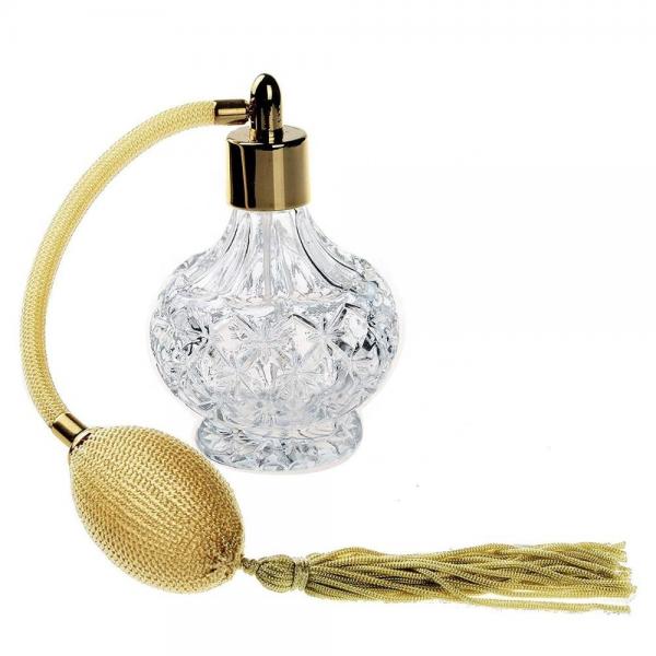 Quality Clear Checked Carved Glass Empty Perfume Bottles With Spray Atomizer for sale