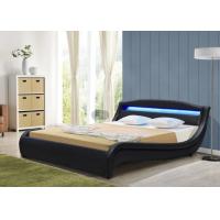 China ROSH LED Upholstered Bed Plywood Black Faux Leather King Size Low Modern Wooden Bed Frame factory